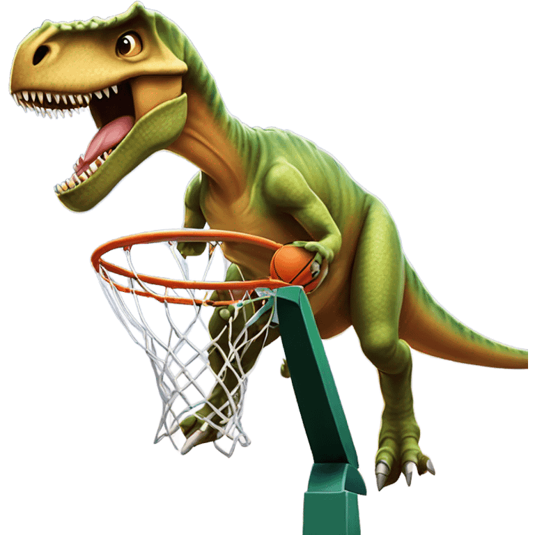 Dinosaur dunking emoji