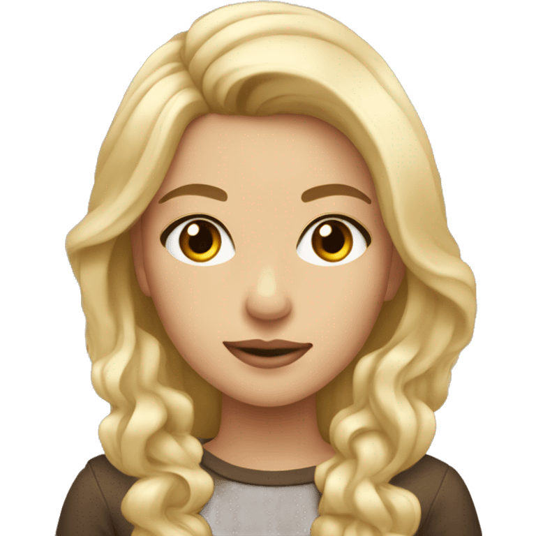 A blonde girl with brown eyes, dressed luxuries  emoji