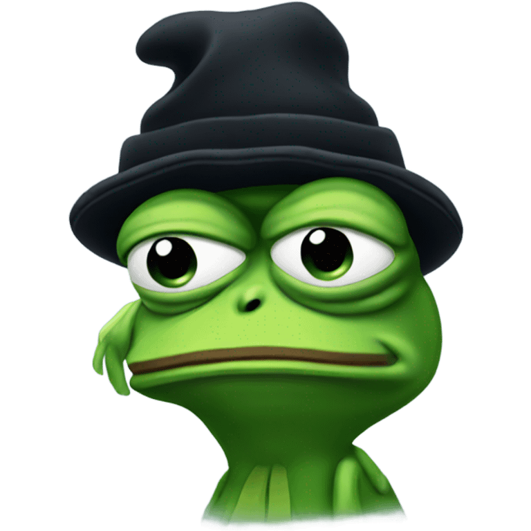 sad pepe the frog in black winter hat emoji