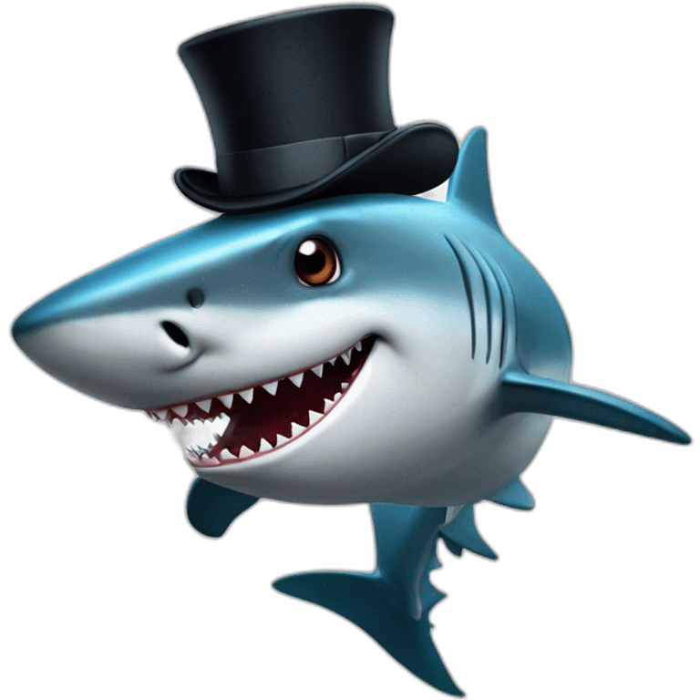 Shark with a top hat emoji