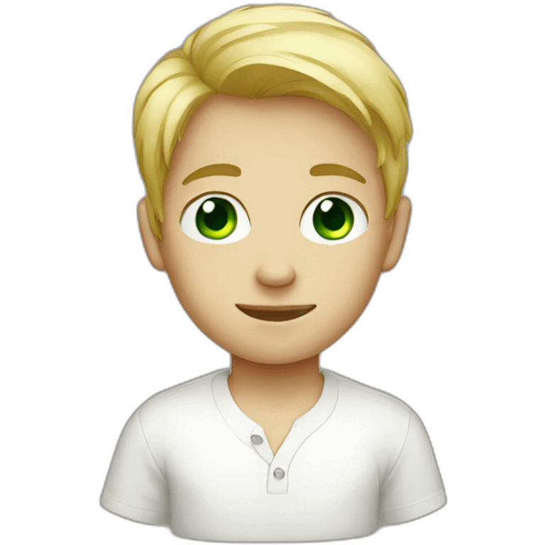 Green eyed blonde boy In a white shirt emoji