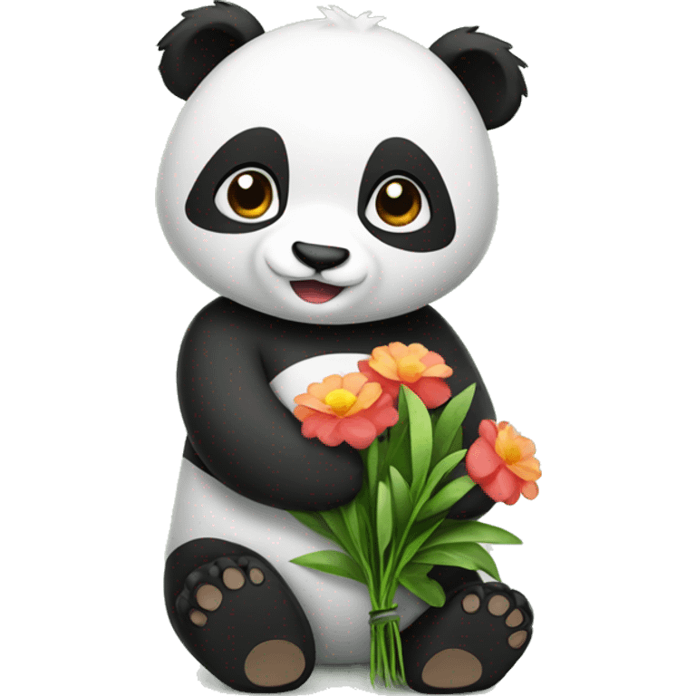 Panda holding flowers emoji