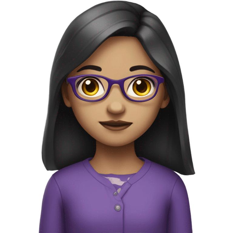 pale little girl in purple glasses and dark hair emoji