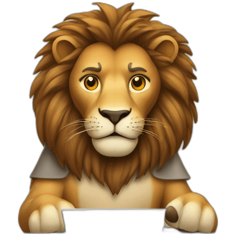 a lion works at a computer emoji