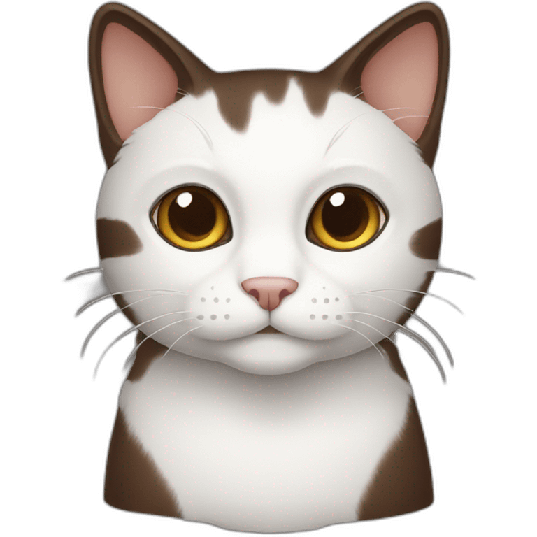 dark brown and white cat emoji