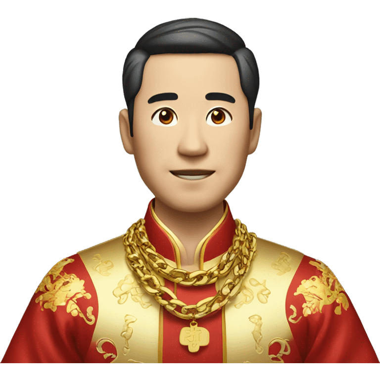 rich chinese man with gold chain in national dress emoji