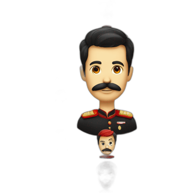 Homme cheveux noirs moustache carré uniforme noir et rouge emoji