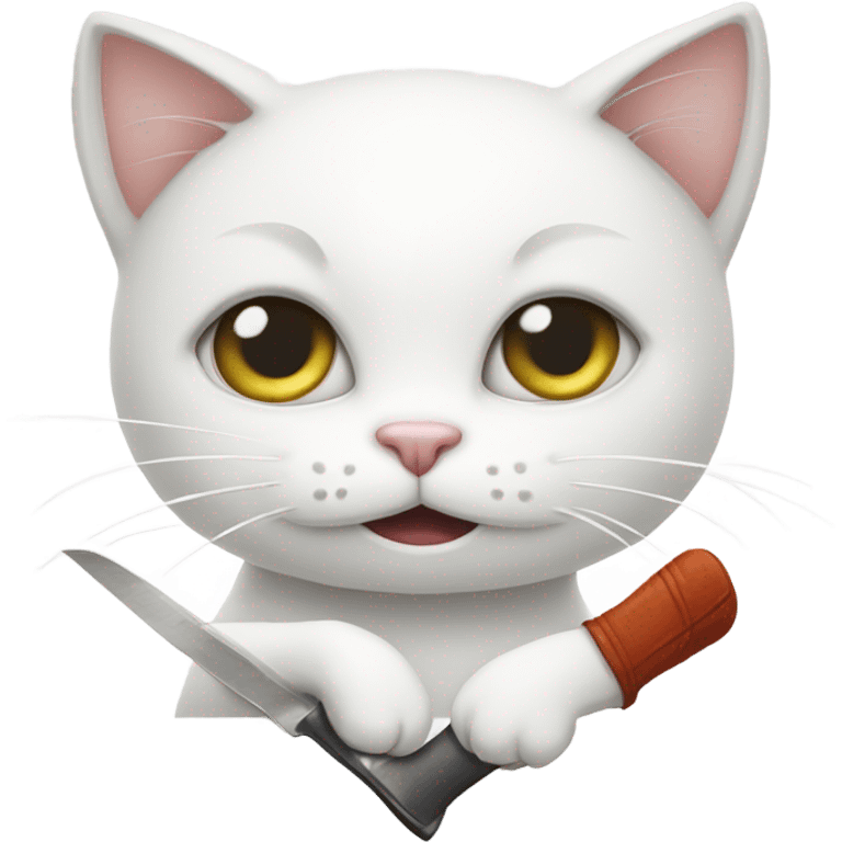 White cat with a knife  emoji