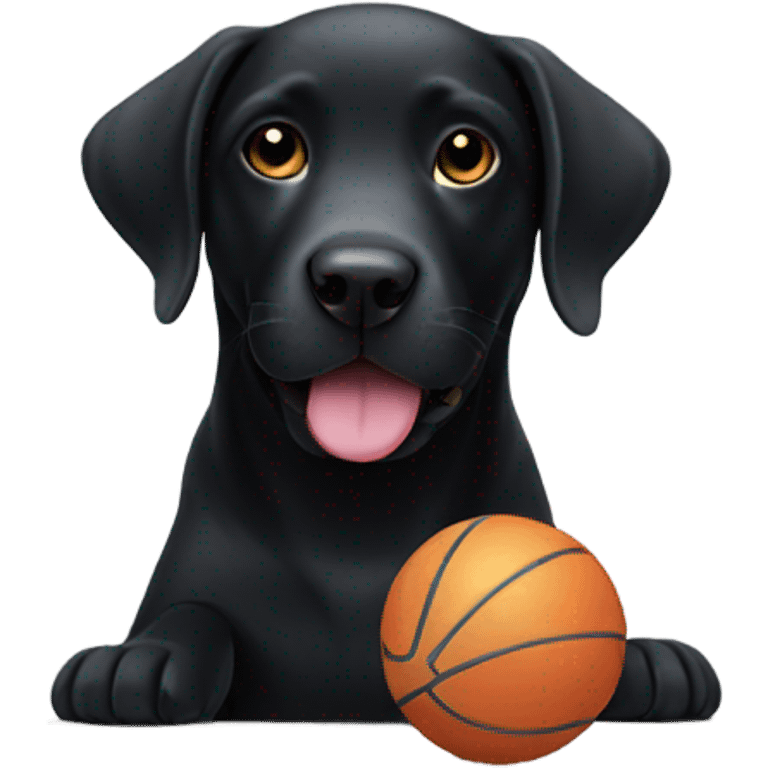 Black Labrador with a ball emoji