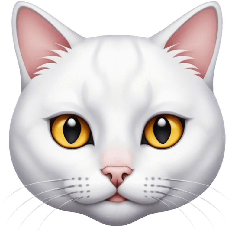 White cat with black spot near her nose and  emoji