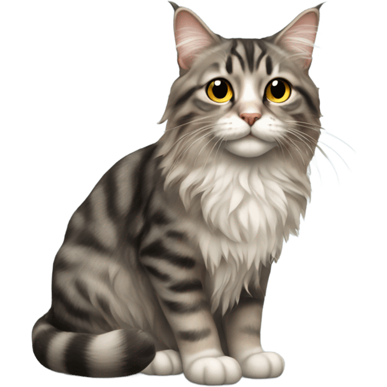 Domestic long hair tabby cat emoji