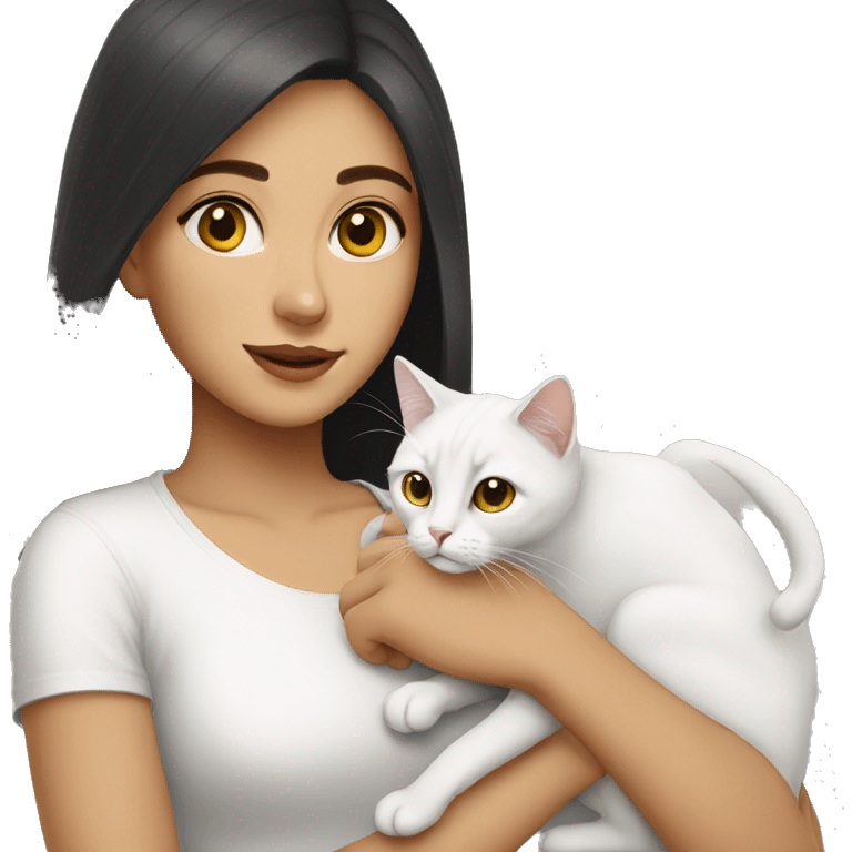 Lebanese girl with a White cat  emoji