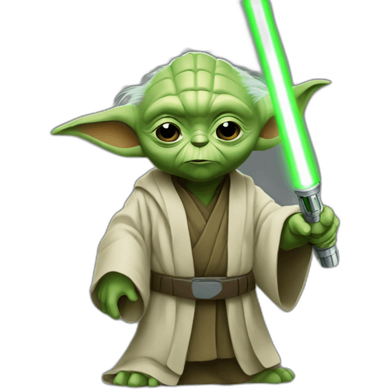 Master Yoda with green lightsaber emoji