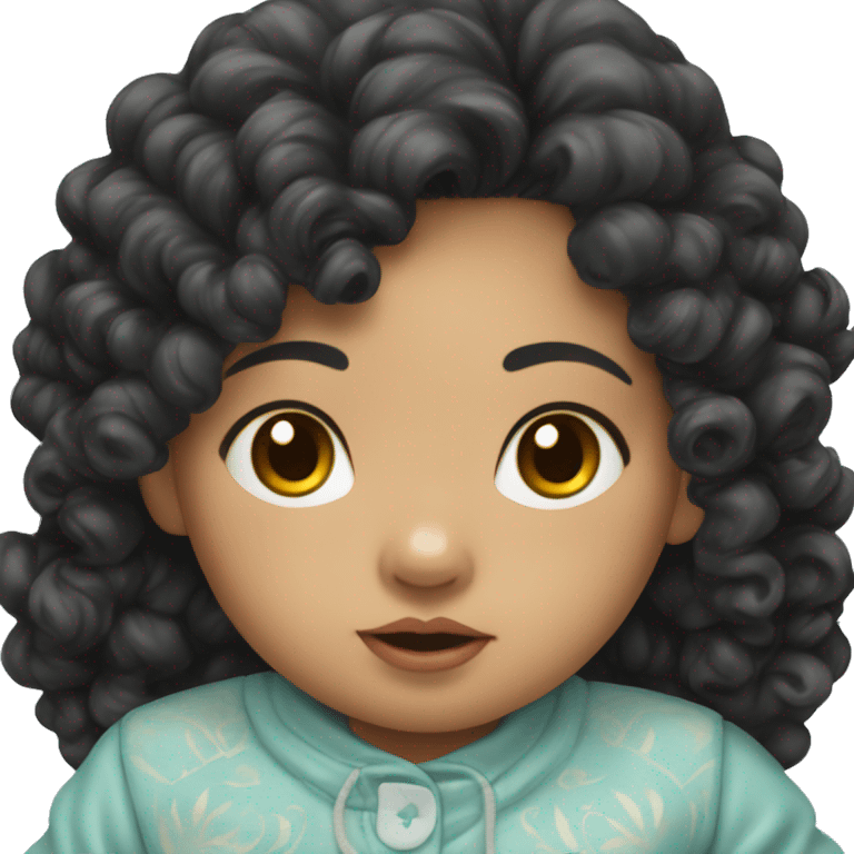 Southeast Asian female infant with black curly hairSou emoji