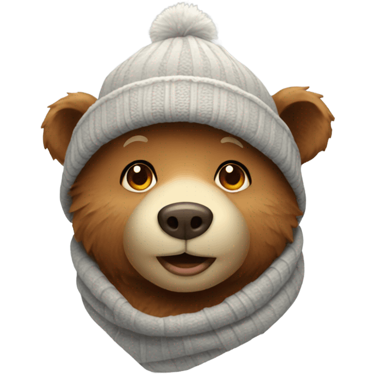 Cute bear wearing winter hat emoji