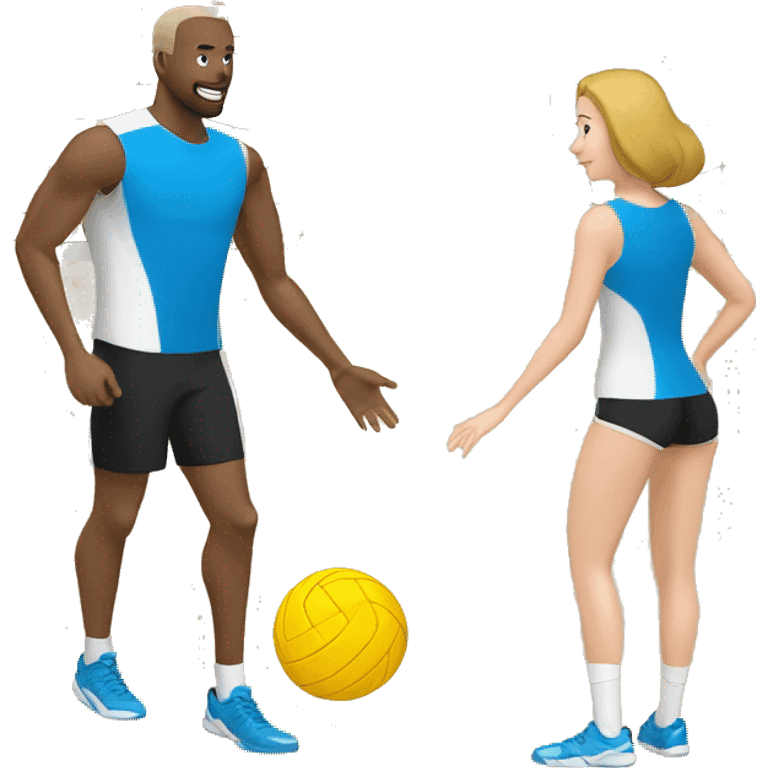 white man and woman play volleyball over the volleyball net emoji