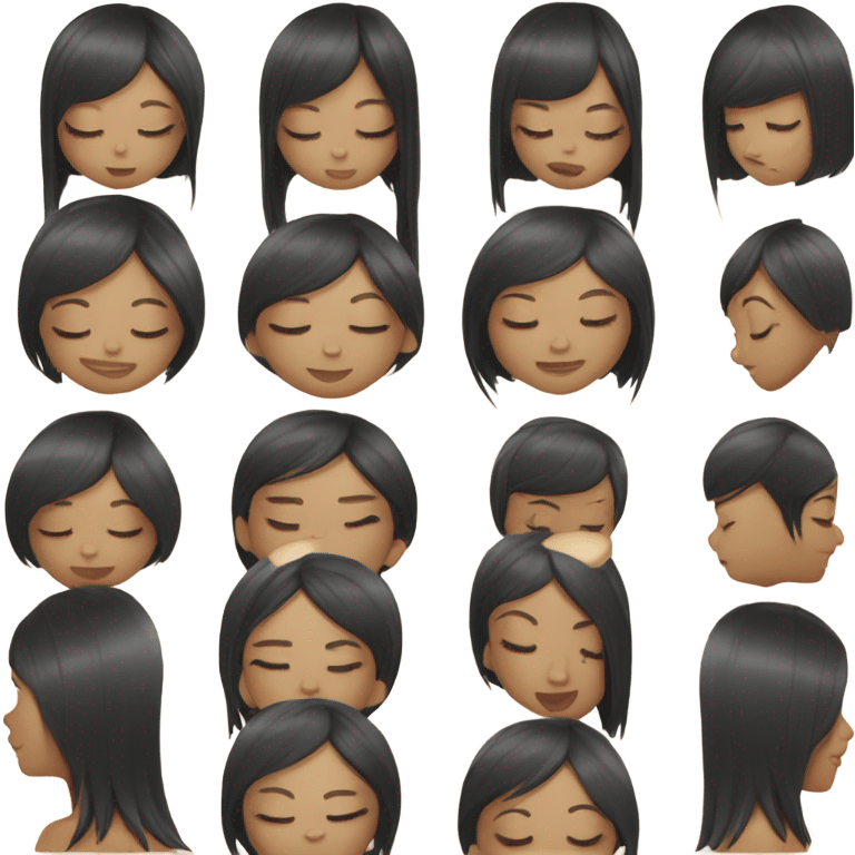 Coquette asia black straight hair girl sleeping  emoji