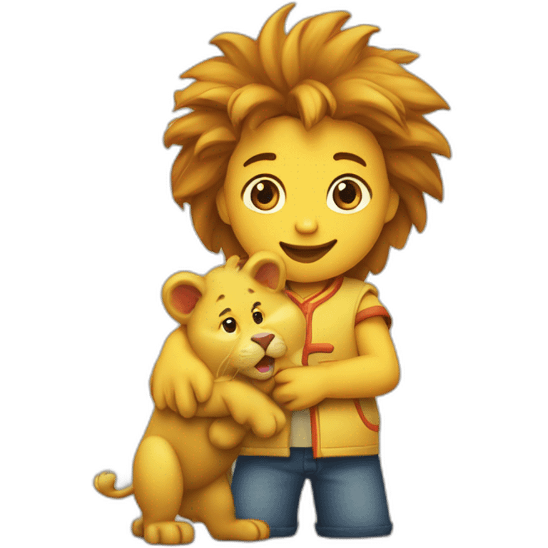 Enfant de poule et lion emoji