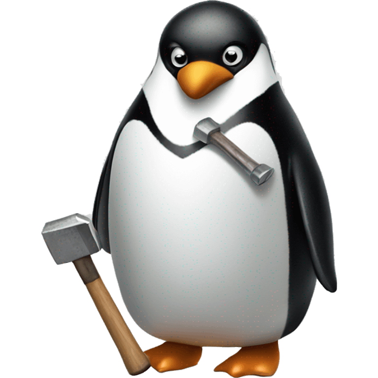 Penguin holding a hammer emoji