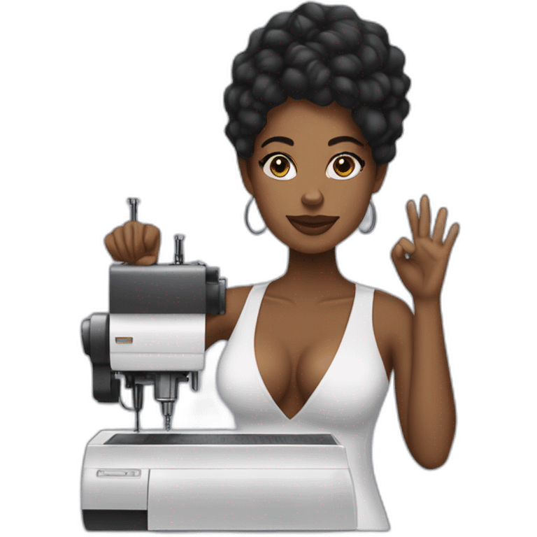 BLACK WOMAN BUSSINES WHIT NAILS AND HAIR MACHINE emoji