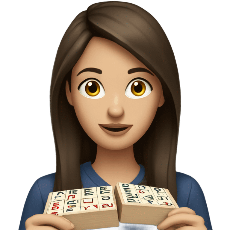 Brunette playing scrabble emoji