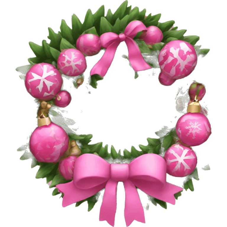 Pink Christmas wreath  emoji