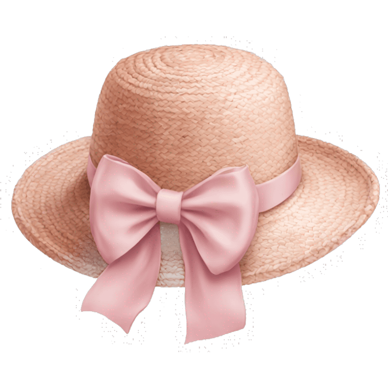 straw hat with bow pastel pink emoji