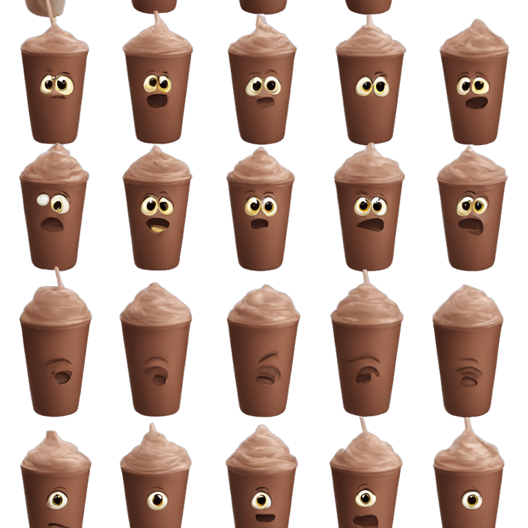 Chocolate milkshake with eyes emoji