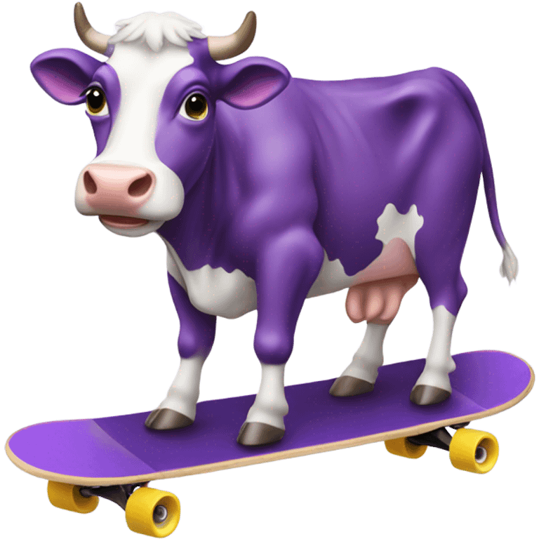 Purple Cow riding a skateboard  emoji