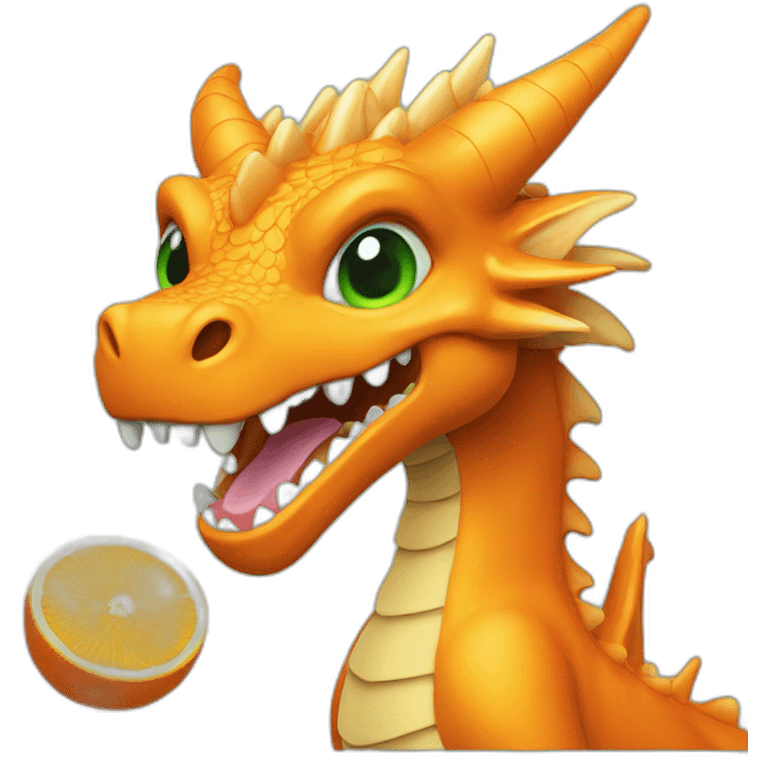 Orange dragon Green eyes eating emoji