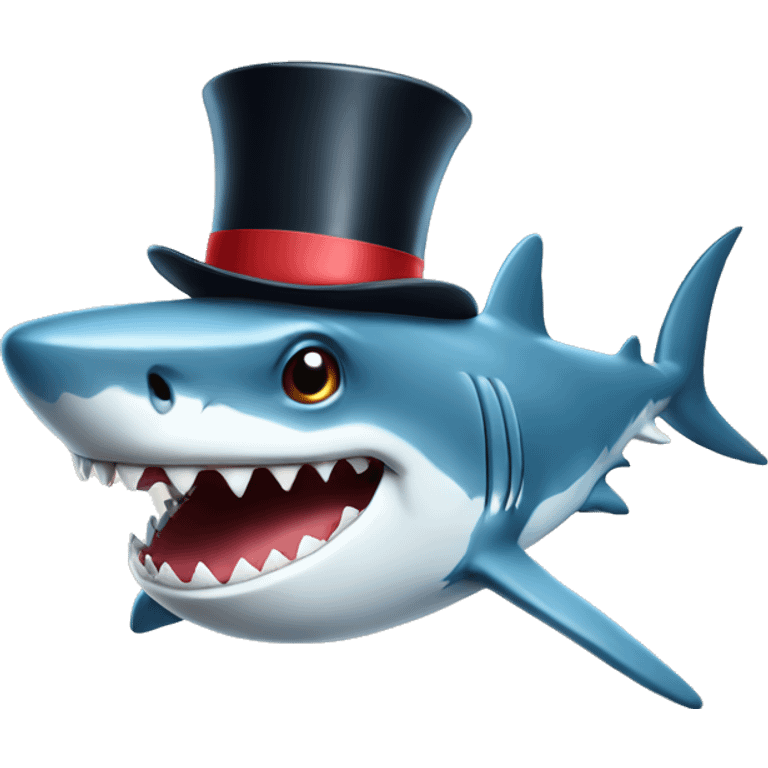 Shark with a top hat emoji