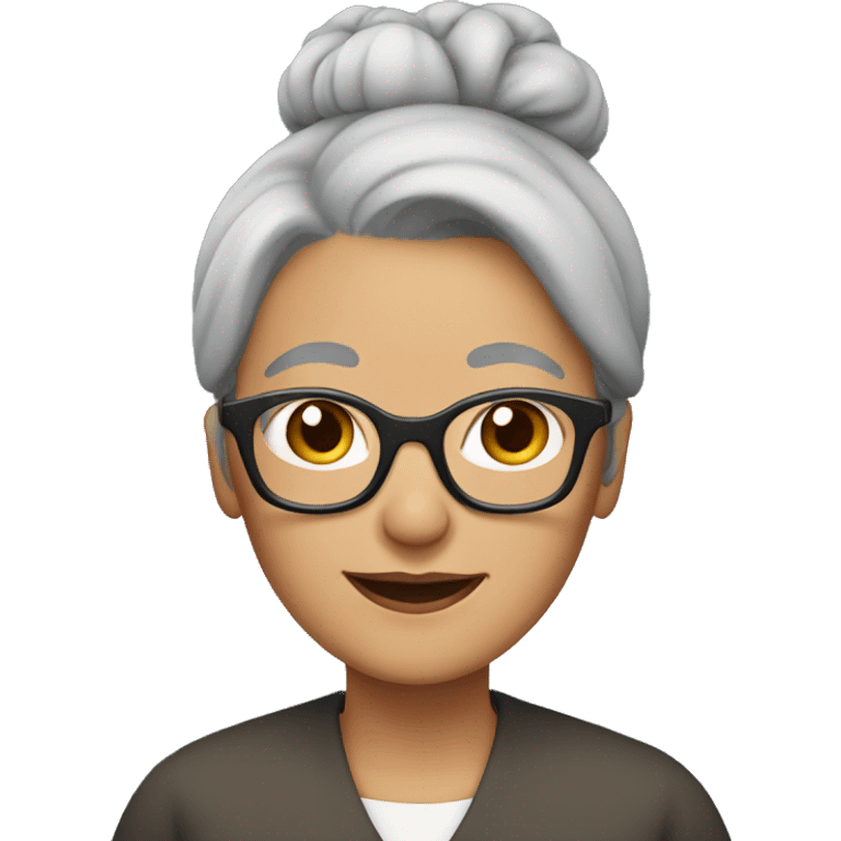 grandmother with grey hair, and glasses and a bun emoji