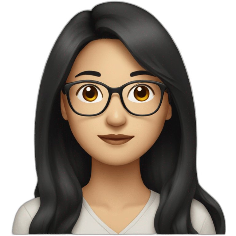 asian woman 32 years old with long black hair and glasses emoji