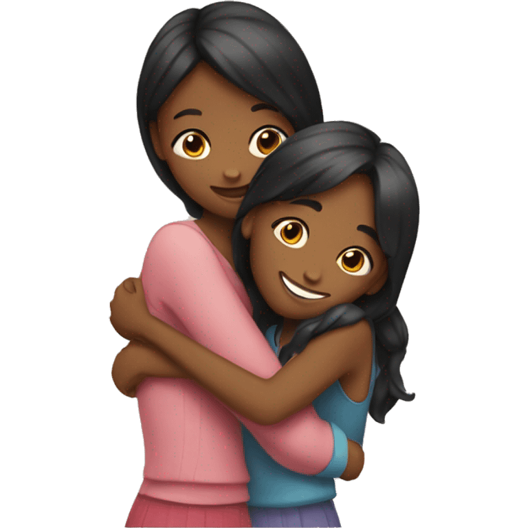 two girl best friends hugging emoji