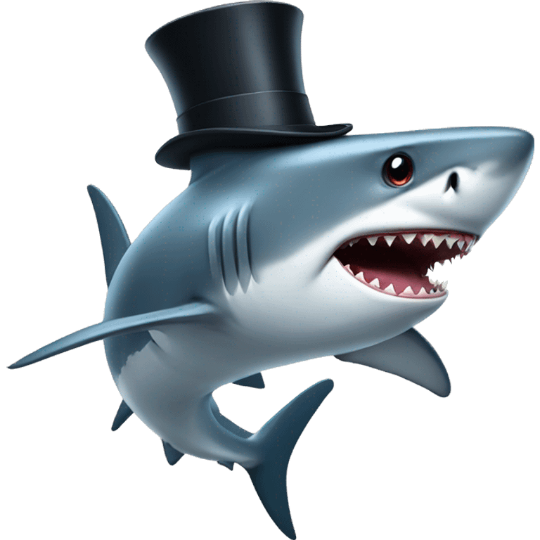 Shark with a top hat emoji