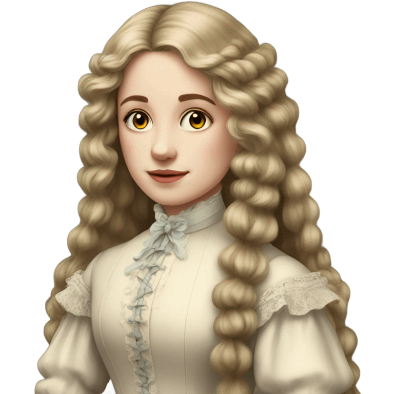 Young lady on victorian era with long hair emoji