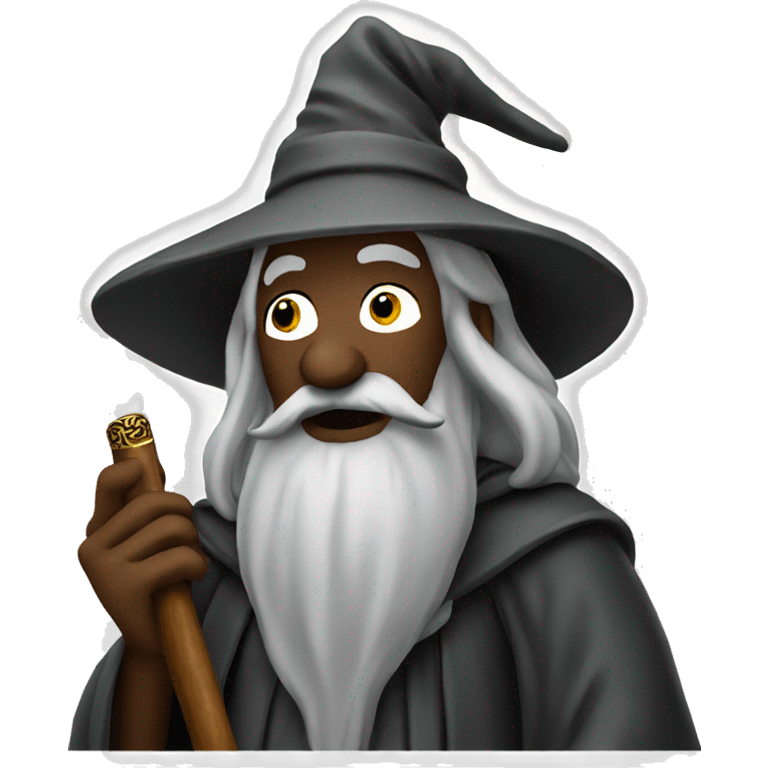 black gandalf smoking cigar and holding staff emoji