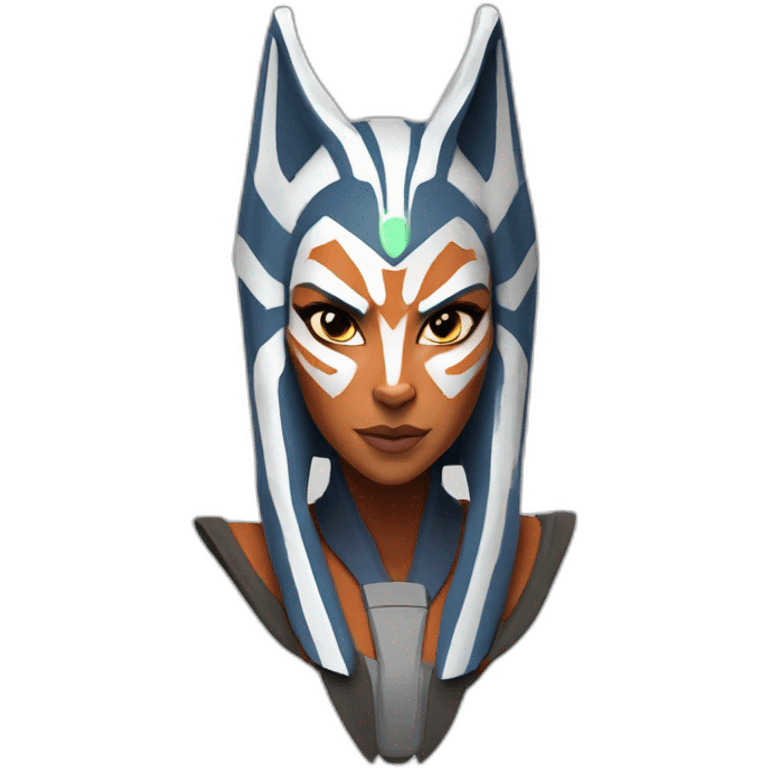 Sexy Ahsoka Tano (superhero pose) (portrait, front facing, Apple iOS 17 style) (small horns) emoji