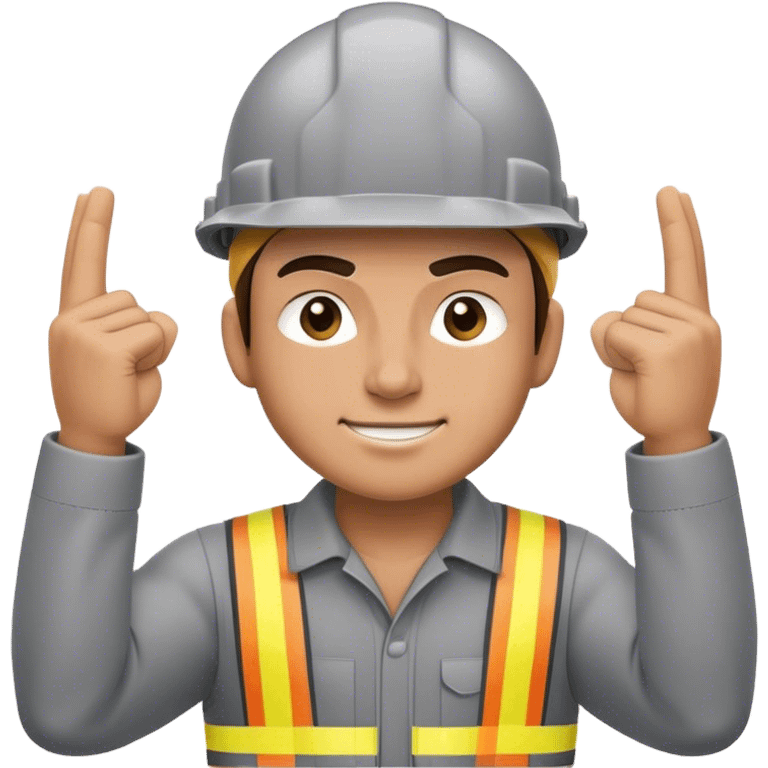 Worker with grey hard hat flexing emoji