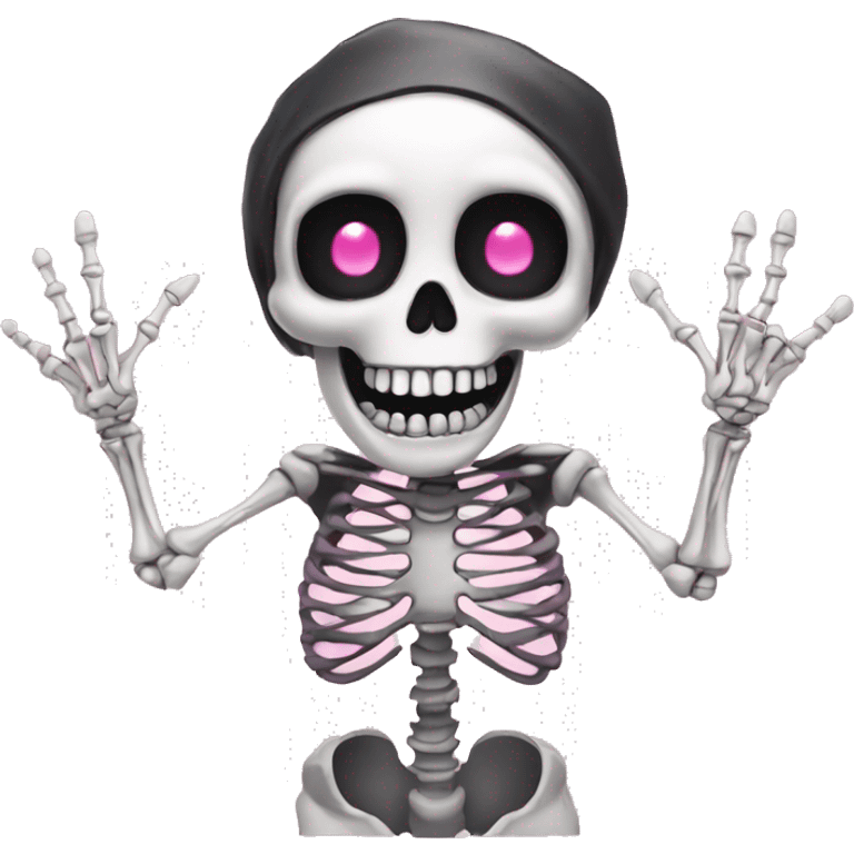 Cute skeleton with pink nails  emoji