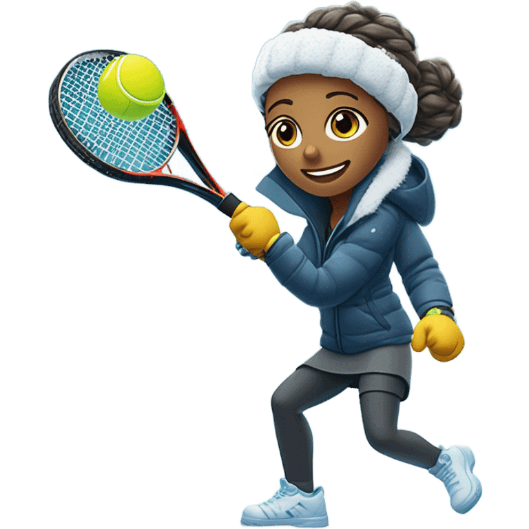 Playing tennis in snowstorm emoji