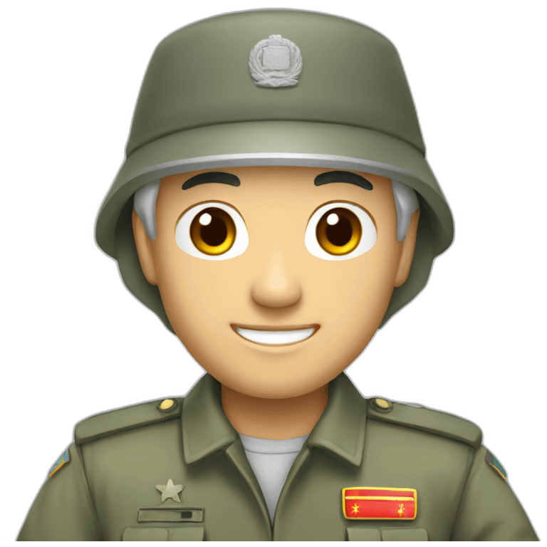 Chinese guy gray hair where soldier uniform thumb up emoji