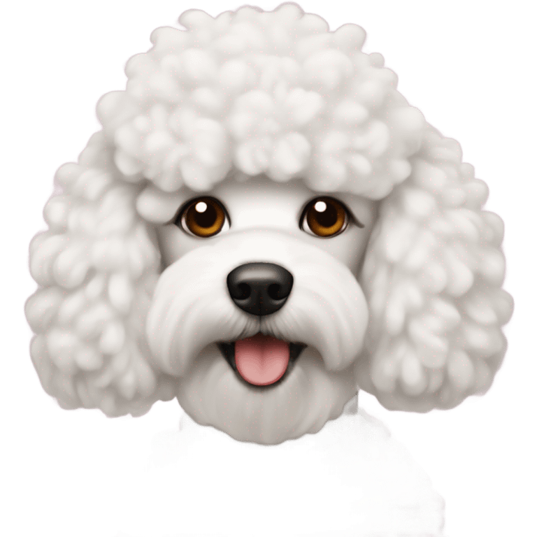 White fluffy poodle with reindeer antlers emoji