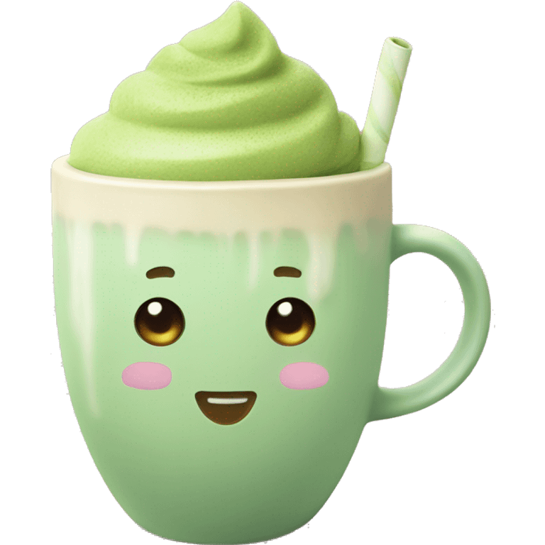 aesthetic matcha latte in cute mug emoji