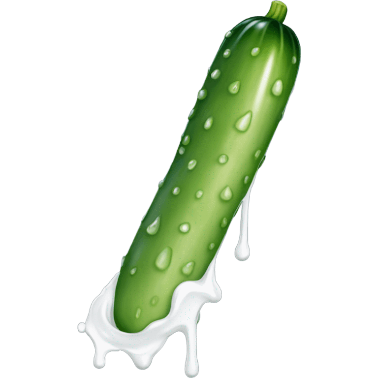 Tanned skinny long cucumber with white paint dripping emoji