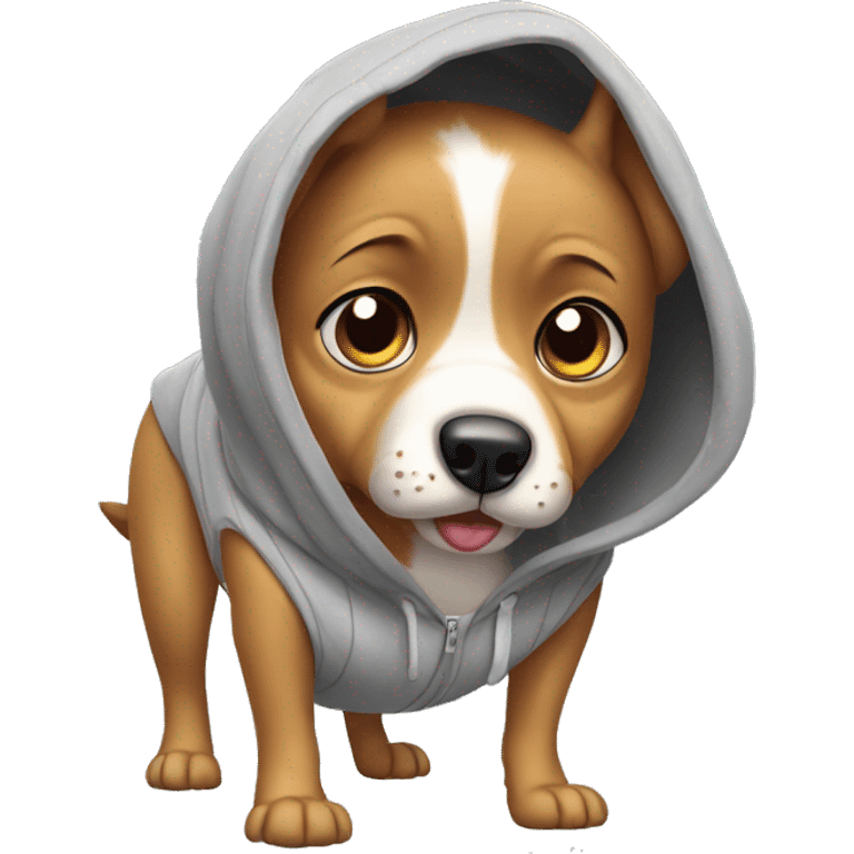 Shocked dog wearing a hoodie emoji