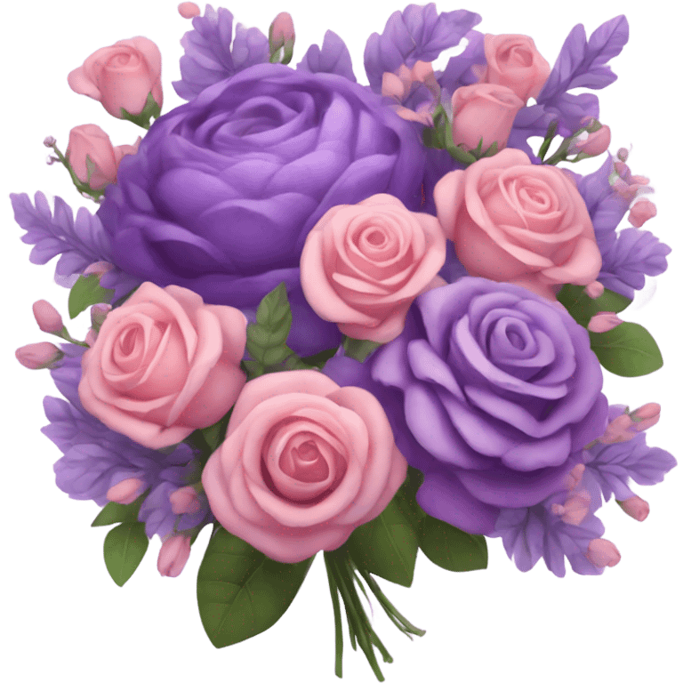 Huge purple pastel flower bouquet with different flowers and pink tones and roses emoji