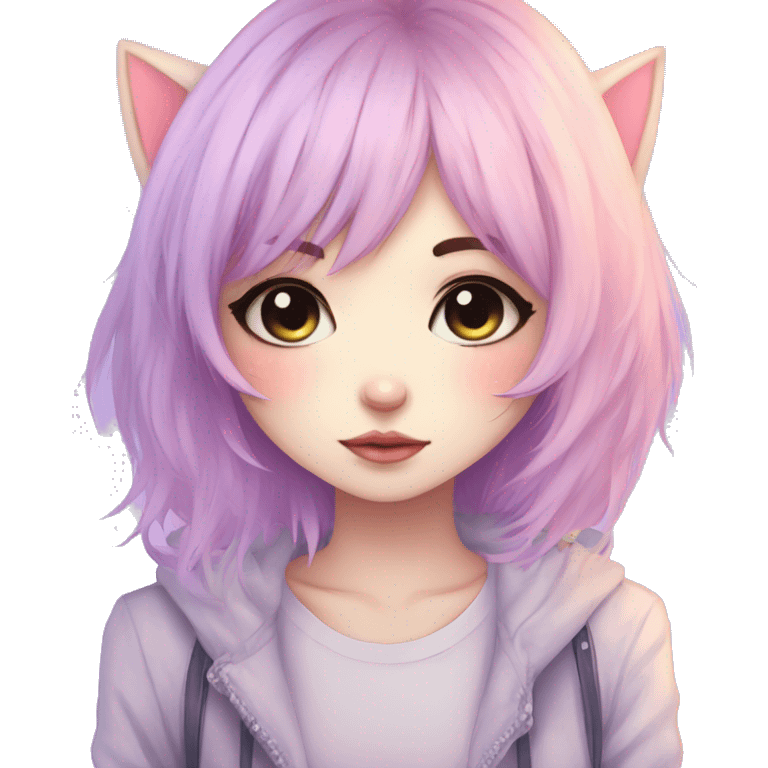 Cute Edgy Pastel Gradient Beautiful Anime Emo CatLady emoji