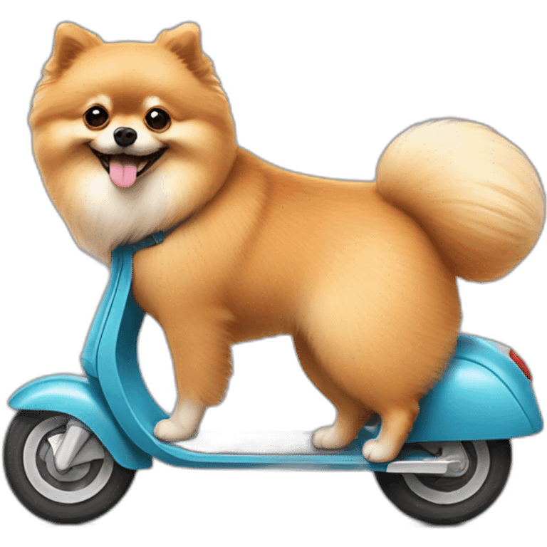 pomeranian riding scooter emoji