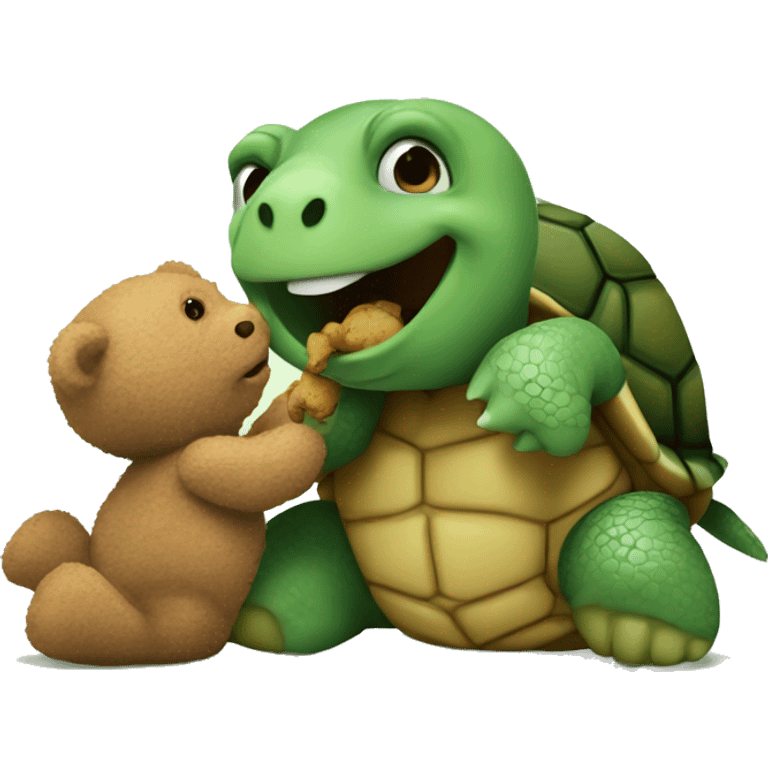 turtle eating a teddy bear emoji